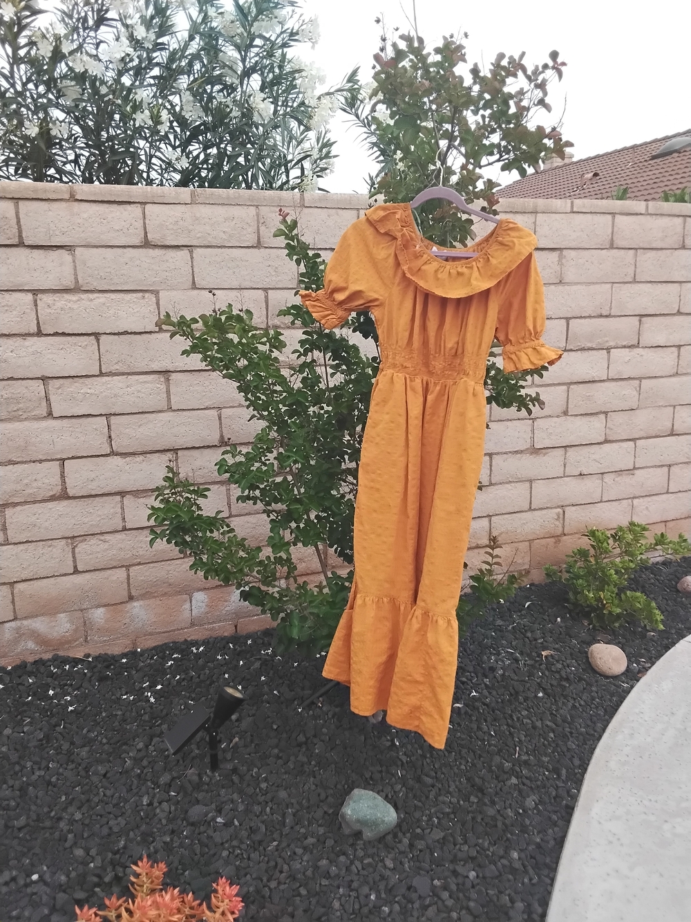 Universal Thread Mustard Ruffle Neck Maxi Dress